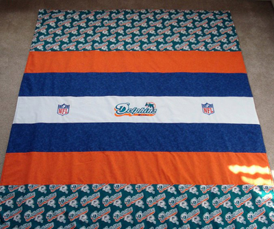 quilt with miami dolphins embroidery
